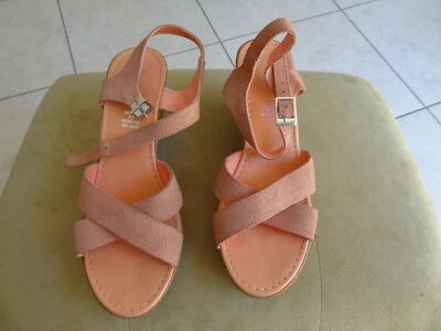 Chaussures saumon, nu-pieds, talon compensé 38 - Eram - Photo 1/4