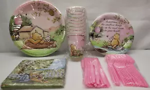 120pcs Winnie Pooh Baby Shower Party Plates Napkins Cups Forks Classic Bear Pink - Picture 1 of 12