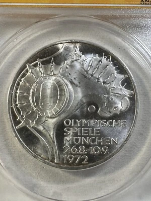 1972-G Germany 10 Marks Olympic Stadium Commemorative Graded MS 64 by ANACS - Image 1 of 4