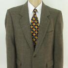 44 R Haband Brown Glen Plaid Tweed Wool Poly 2 Btn Mens Jacket Sport Coat Blazer