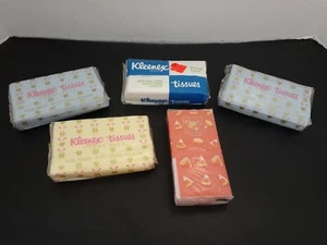 Lot of 4 Vintage 4.5x2.5 Kleenex & 1 Modern Caspari Pocket/Purse Pack Tissues - Bild 1 von 7