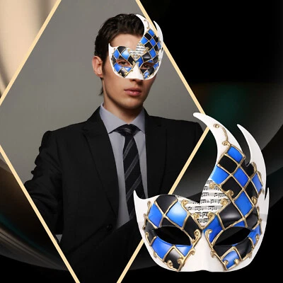 Men's Masquerade Mask Vintage Venetian Checkered Concert Carnival Mask for Party - Image 1 of 4