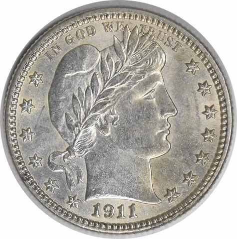 1911-D Barber Silver Quarter Choice BU Uncertified #1256 Cover