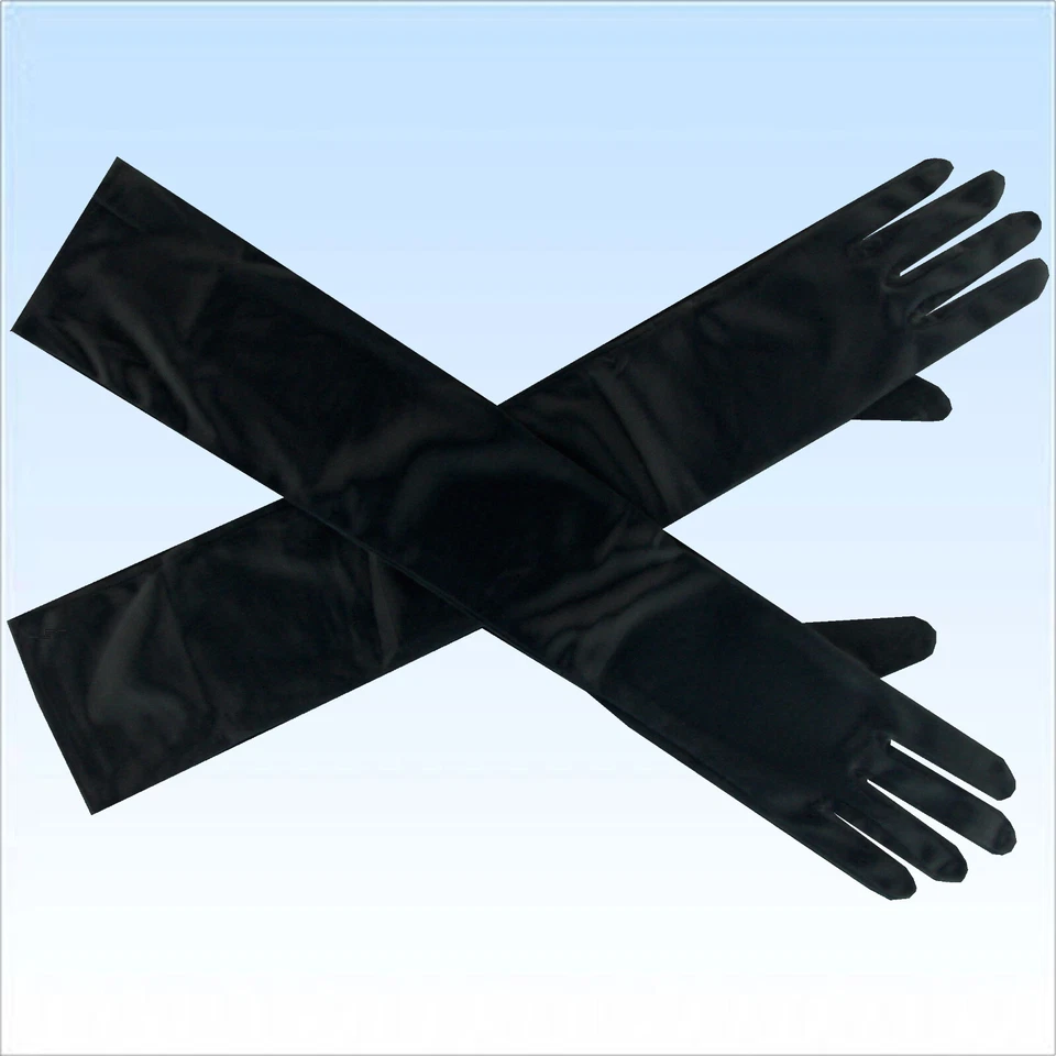 Extra lange Handschuhe elegante Abendgarderobe Schwarz Qualitäts Handschuh Party - Bild 1 von 1