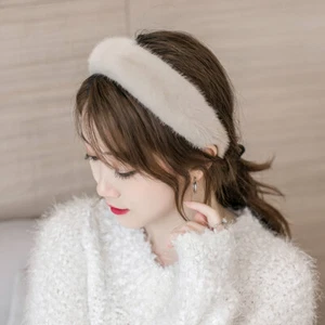 Womens Real Mink Fur Headband Fashional Hair Band Hair hoop Decor Hair Accessory - Picture 1 of 13