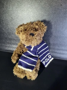 Vtg 2003 Ralph Lauren Polo Teddy Bear  Blue Scarf 10" Plush - Picture 1 of 9
