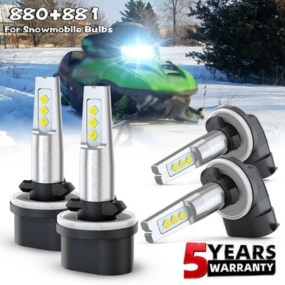 Faros LED 4 piezas 880+881 para bombillas de moto de nieve Arctic Cat Panther 570 2002-2007 Foto 1 de 4
