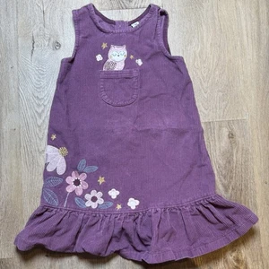 Tu kids Corduroy Embroidered dress floral with owl 5T Purple Front Pocket - Picture 1 of 8