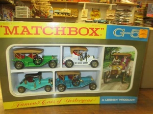 MATCHBOX MODELOS DE ANTAÑO G-5 COCHES FAMOSOS DE ANTAÑO SET DE REGALO 1969 LESNEY - Imagen 1 de 4