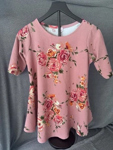 Damen Tunika Stil Rosa Blumen Shirt Größe Large Business Kleid Freizeit Tops - Bild 1 von 5