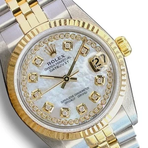 Rolex orologio da donna Datejust taglia media oro e diamante bianco SS MOP 68273 con scatola originale - Foto 1 di 14