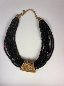 Vintage Signed Chico's Runway Chunky Choker Multi Color Enamel Pendant Necklace - Picture 1 of 3