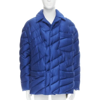 Runway FENDI 2021 Runway 100% silk blue logo goose down puffer jacket IT50 L - Image 1 of 4