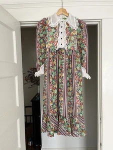 Vintage Styled by Irving Mack Floral and Striped Prairie Dress. - Picture 1 of 8