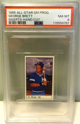 George Brett **PSA 8** 1985 Baseball All-Star Game Program Inserts Hand-Cut - Image 1 of 2