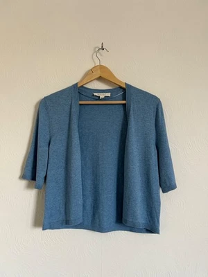 Seasalt Maria Cardigan Size 14 Blue Organic Cotton Bolero Crop Cardi VGC Open - Image 1 of 4