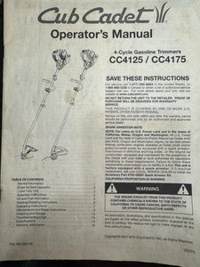 Original Manual For Cub Cadet CC4125 - Picture 1 of 2
