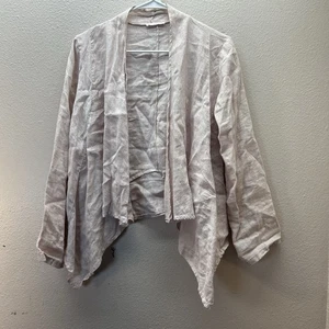 Leinen Blazer Strickjacke S leicht offen Lagenlook Boho rosa Made In Italy - Bild 1 von 5