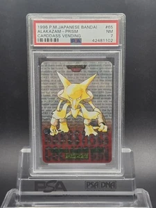 1996 Pokemon Japanese Bandai Alakazam Prism Carddass Vending Psa 7 #65 Pocket Mo - Picture 1 of 21