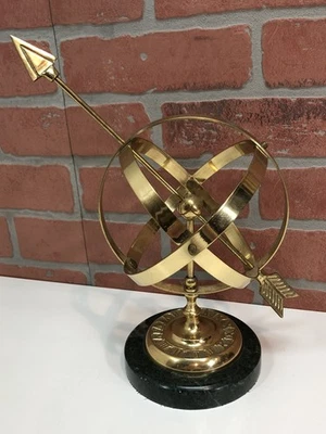 Escultura de esfera armilar de latón y mármol de colección globo astrolabio Foto 1 de 4