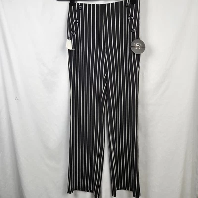 One 5 One NWT Women Pants Size S Dressy Black/White Striped Wide Leg Reg Length - Image 1 of 4