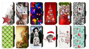 Christmas Santa Snowman Reindeer Holidays for iPhone Flip/Wallet Phone Case (S2 - Picture 1 of 21