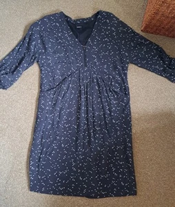 NWOT Grey & White Polka Dot ROMAN Dress 3/4 Sleeves Pockets Lined Size UK 14 - Picture 1 of 11