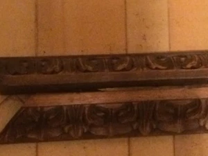 COPPIA DI FREGI IN LEGNO INTAGLIATO 59* 7 * 6  cm  SOLID WOOD CARVED PANELS LOT - Picture 1 of 9