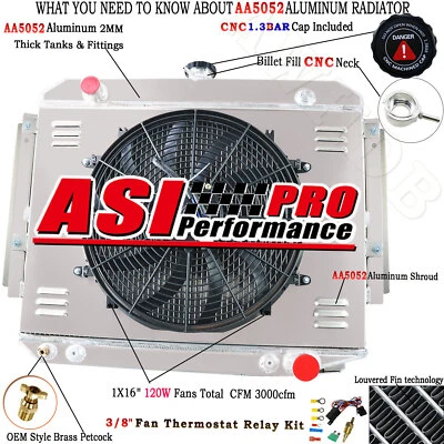 3 Rows Radiator+Shroud Fan For 1971-1978 Dodge D100 D200 D300 W200 5.2L 5.9L V8 Foto 1 de 4