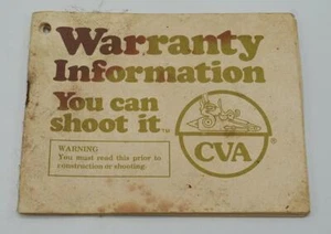 CVA Connecticut Valley Arms Muzzleloader Warranty Information Brochure 1979 - Picture 1 of 4