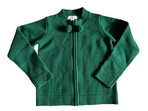 CPC Childrens Wear Girls Size 8 Pippa Pom Pom Cardigan Sweater Green Lambswool - Picture 1 of 9