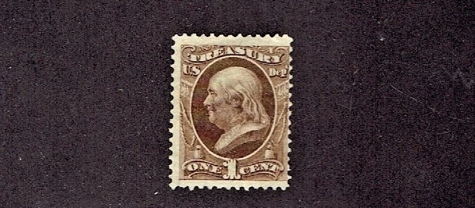 1873 U.S. CLASSIC Official TREASURY 1c Brown FRANKLIN Sc#O72 Used See Note - Image 1 of 1