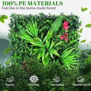 Artificial Green Living Wall Hedge Plant Panel In / Outdoor UV Stable 100x100cm - Picture 1 of 23