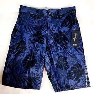 Walter Hagen Shorts Men's 30 Perfect 11 Flat Front Golf Blue Tropical Palm New - Picture 1 of 6