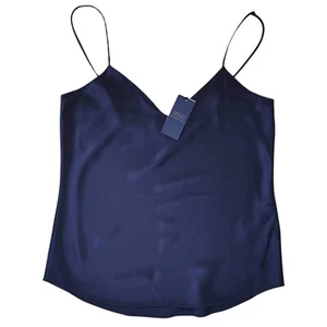 Ralph Lauren Seiden-Damenhemd Newport marineblau UK 10 klassisch Spaghettiträger - Bild 1 von 7