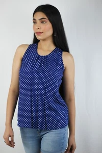 Artyska Women's Summer Dressy Crepe Round Neck Sleeveless Blouse Tops Loose Fit - Picture 1 of 4