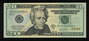 2004 $20 FRN EK22222282A "7 OF A KIND" GEM-CU - Picture 1 of 3