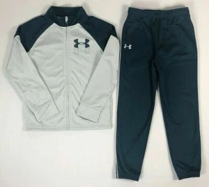 NWT Boy's Youth Under Armour Full Zip Jacket Jogger Pants Track Set Gray/Green - Picture 1 of 1