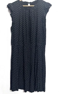 Old Navy Waist Defined Flutter Sleeve Dress 2X Black Polka Dot Spring Easter - Picture 1 of 9