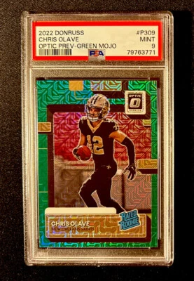 Chris Olave 2022 Donruss Green Mojo #P309 RC Rookie Graded PSA 9 Mint - Image 1 of 2