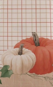Pumpkins Bordering Autumn Colored Plaid Vinyl Flannel Back Tablecloth Var Size - Picture 1 of 6