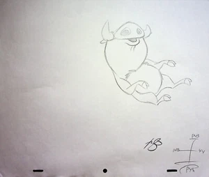 Lápiz dibujado a mano Timón y Pumba 1995 firmado por Romy Garcia producción PUMBAA - Imagen 1 de 2