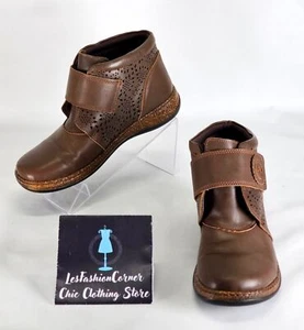 Spring Step Women's Brown Leather Souzala Cutout Strap Ankle Boots Sz 8.5 343 - Picture 1 of 18