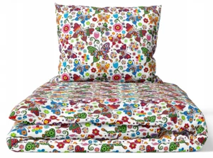 2pc BEDDING SET for bedside crib QUILT PILLOW filled crib butterflies red green - Picture 1 of 1
