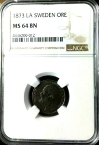 1873 LA Sweden 1 Ore, NGC MS 64 - Picture 1 of 2