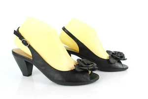 Hispanitas Sandales con Tacón Flor Cuero Negro T 39 Excelente Estado - Imagen 1 de 9