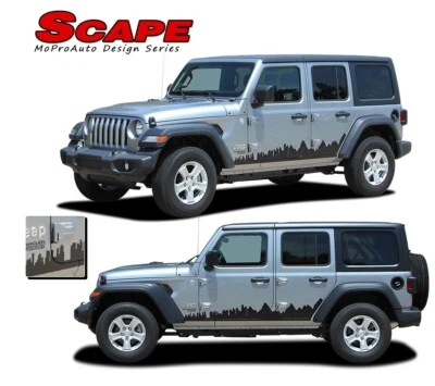 For Jeep Wrangler JL Side Door Vinyl Graphics SCAPE City Body Decal Stripes - Image 1 of 4