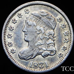 1831 CAPPED BUST HALF DIME ~ GORGEOUS TONED H10c COIN ~ FREE SHIPPING ~ TCC - Picture 1 of 6