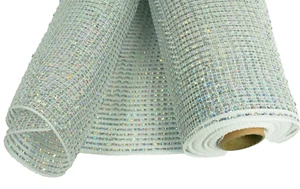 10" X 10 YARDS IRIDESCENT WHITE Metallic Stripes Deco Flexible Mesh (CLOSEOUT) - Picture 1 of 1