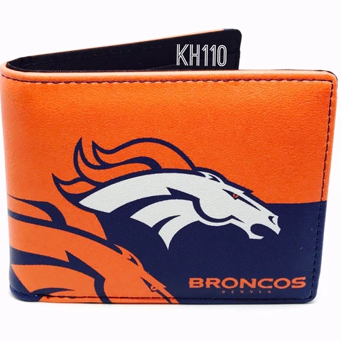 Denver Broncos NFL Men's Printed Logo Leather Bi-Fold Wallet Cover